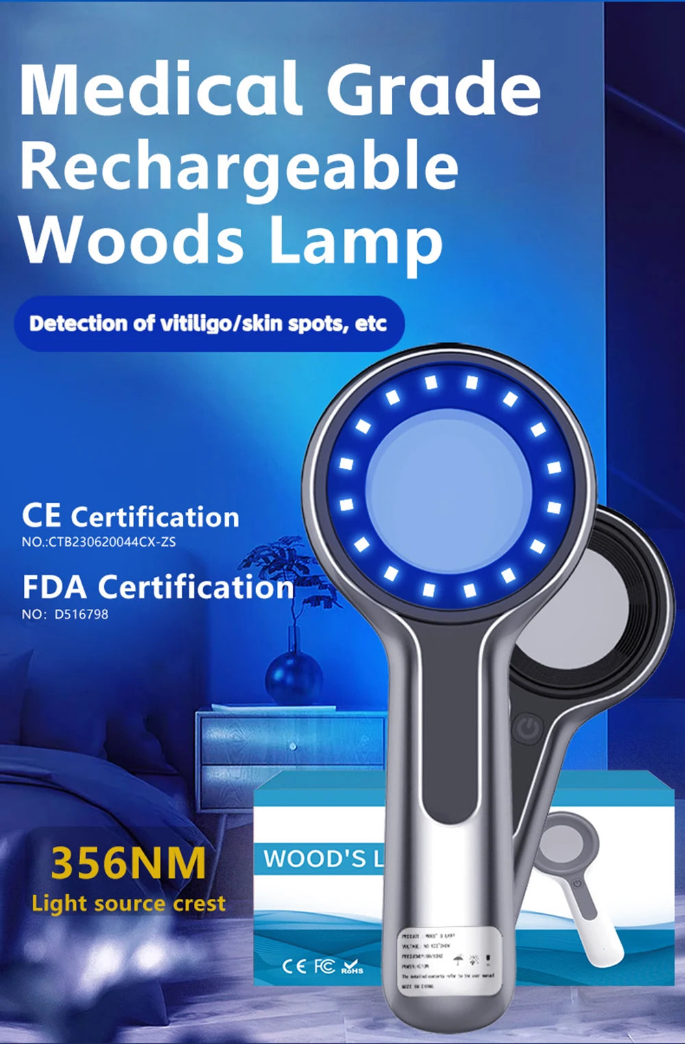 NEW Woods Lamp Skin Analyzer For Skin UV Magnifying For Beauty Facial Testing Wood Lamp Light Skin Analysis Detection Skin Care