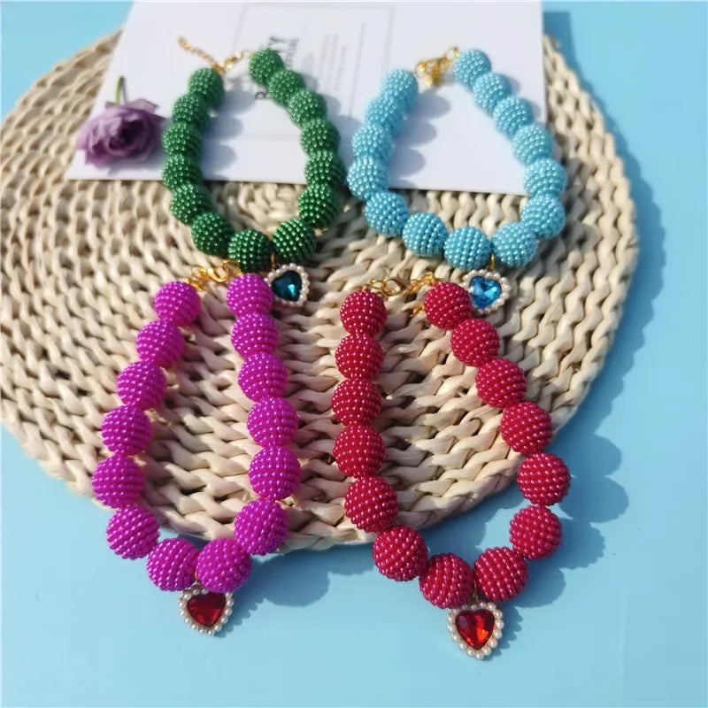 Hot Sale High-end Colorful Personalized Pearl Pet Collar Adjustable Neck Necklace for Puppy Cats Dogs Wedding Party Pet Supplies