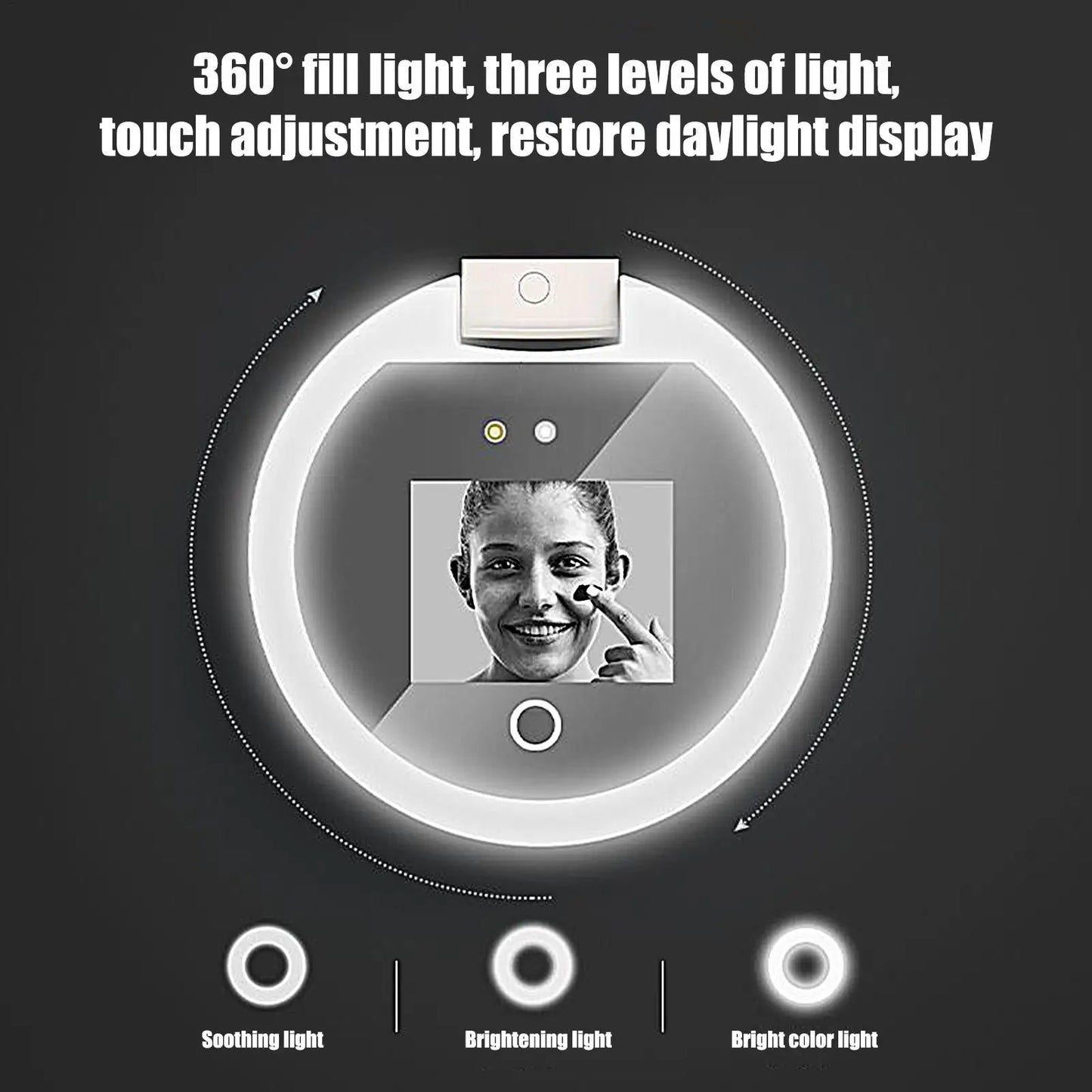 UV Mirror Sunscreen Testing Camera With Light 2X Magnification Travel Makeup Pocket Size UV Smart Sunscreen Makeup Mirror