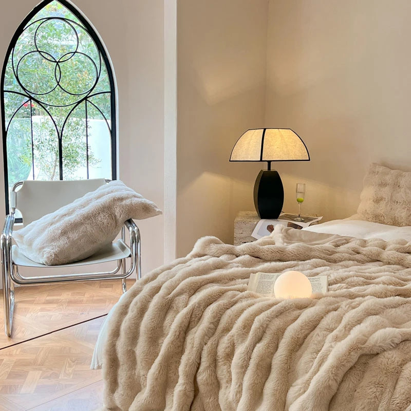 Luxury Faux Fur Rabbit Fur Thickened Blanket, Winter Soft Blanket Throw for Home Bed Sofa Cover 100X150cm 150X200cm 200X230cm