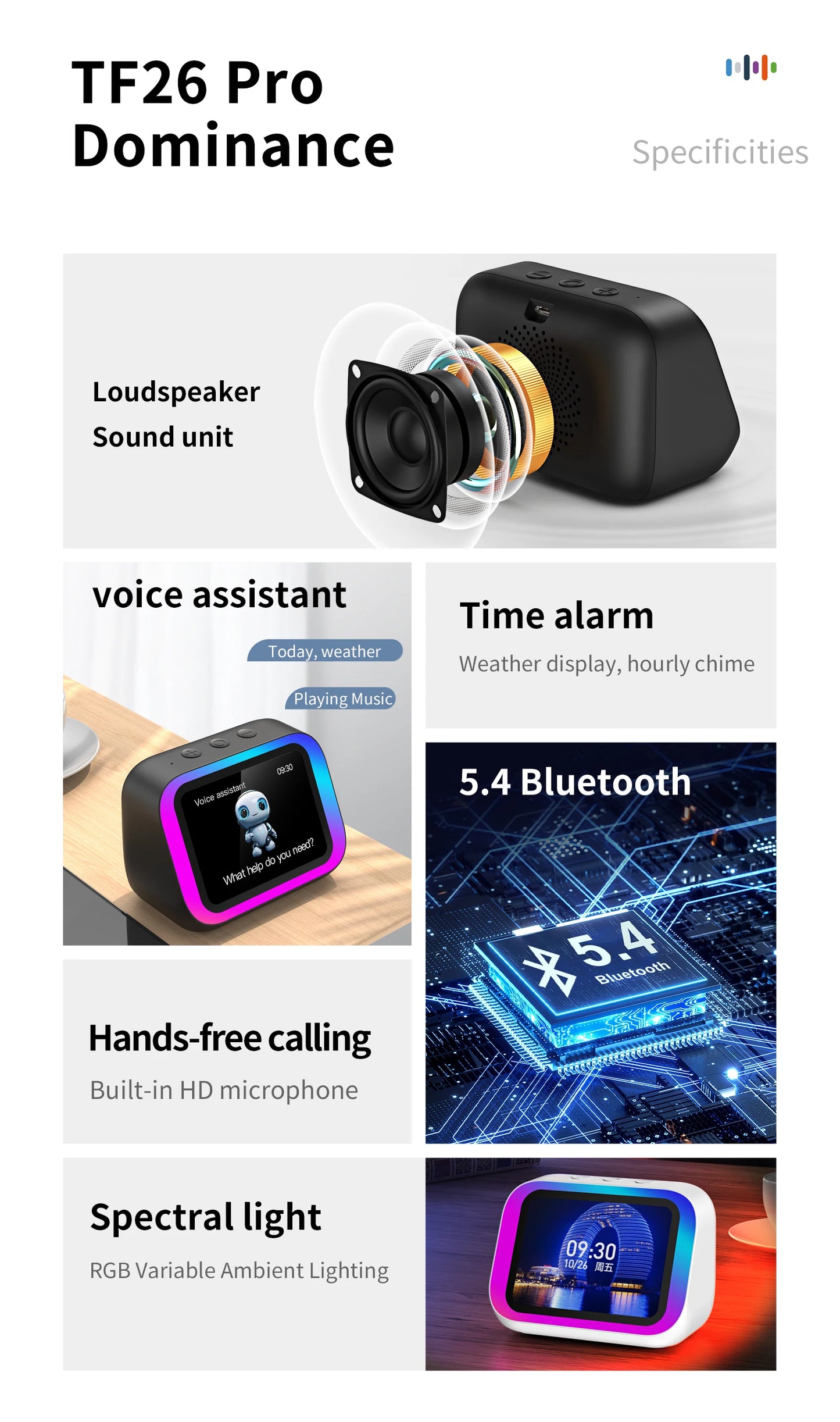 AI Smart Bluetooth 5.4 Touchscreen Speaker & Voice Assistant – Digital Album Alarm & HD Audio