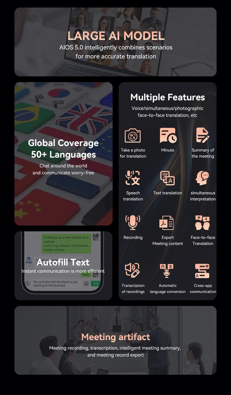 AI Smart Translator Device Voice Language Instant Translation Photo Recognition Translationrt Multifunctional Translator For IOS