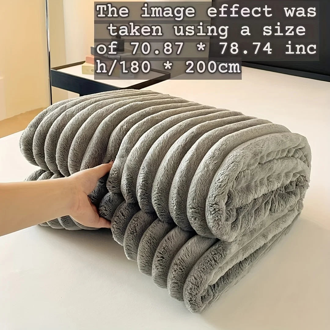 Luxurious Faux Rabbit Fur Throw Blanket - Soft, Warm & Cozy for Couch, Bed, Office, and Travel