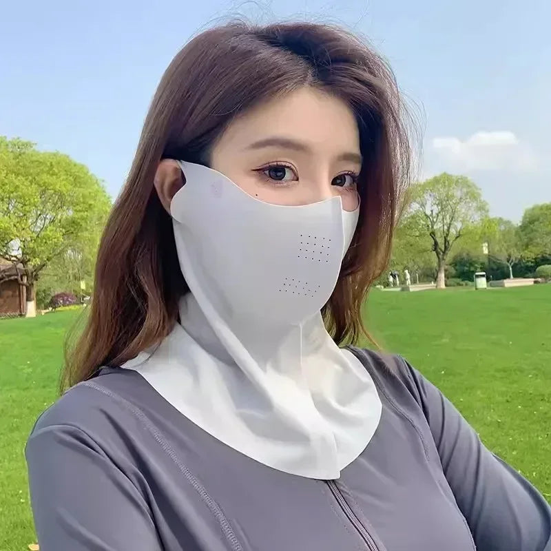 Ladies and Men's Summer Full Face Hyaluronic Acid Sunscreen Mask UPF 500+UV Protection Breathable Ice Silk Mask for Outdoor Spor
