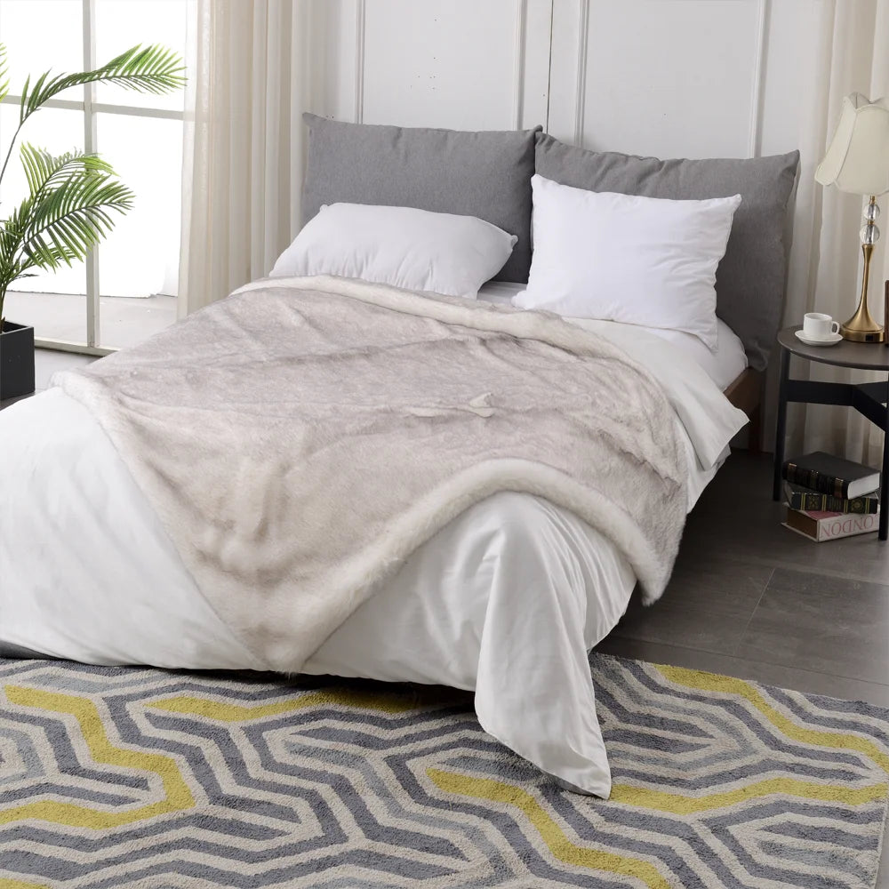 Double Layers Faux Fur Blankets Soft Warm Mink Throw Acrylic Long Pile Home Decor Imitated Fox Fur ULTIMATE LUXURY