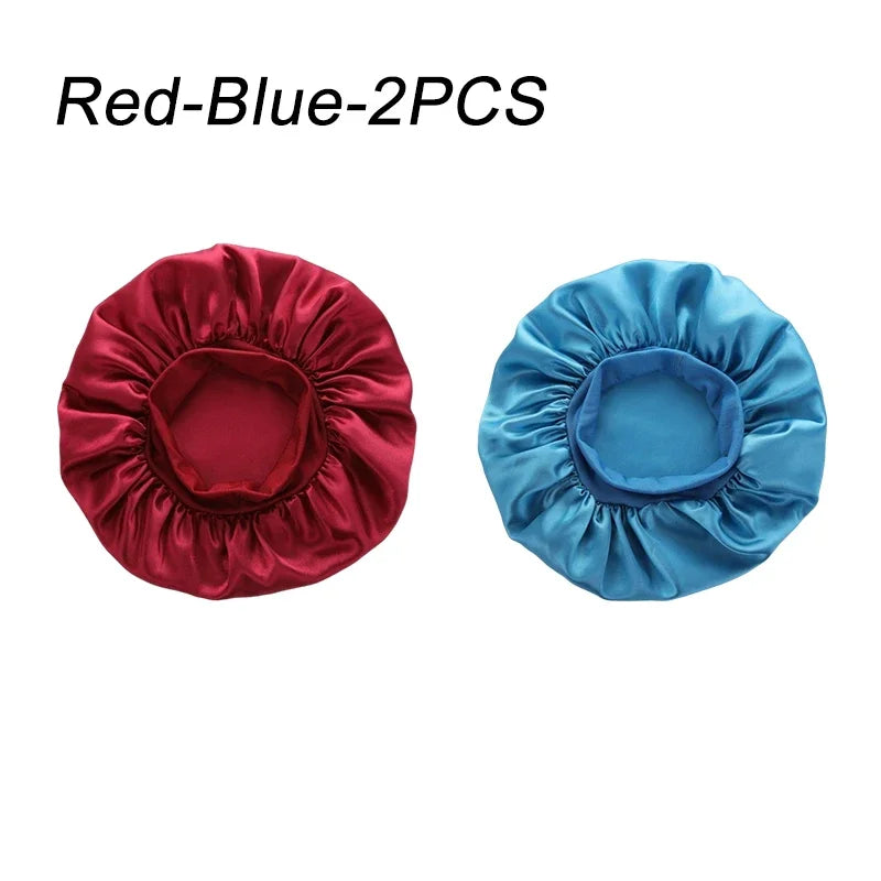 Women Satin Bonnet Wide Band Elastic Sleep Cap Hair Care Head Wrap Beauty Spa Bathing Hat Night Sleeping Cap for Curly Long Hair
