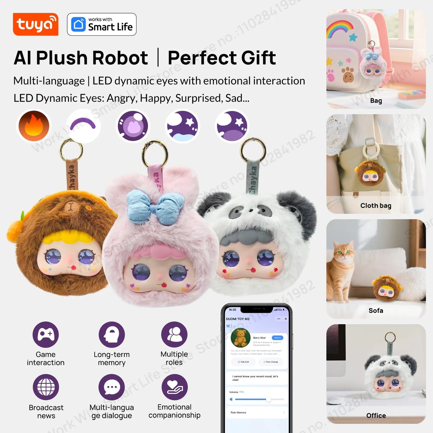 2026 Smart AI Plush Robot with LED Eyes & Voice Control – Interactive USB Rechargeable Companion for All Ages