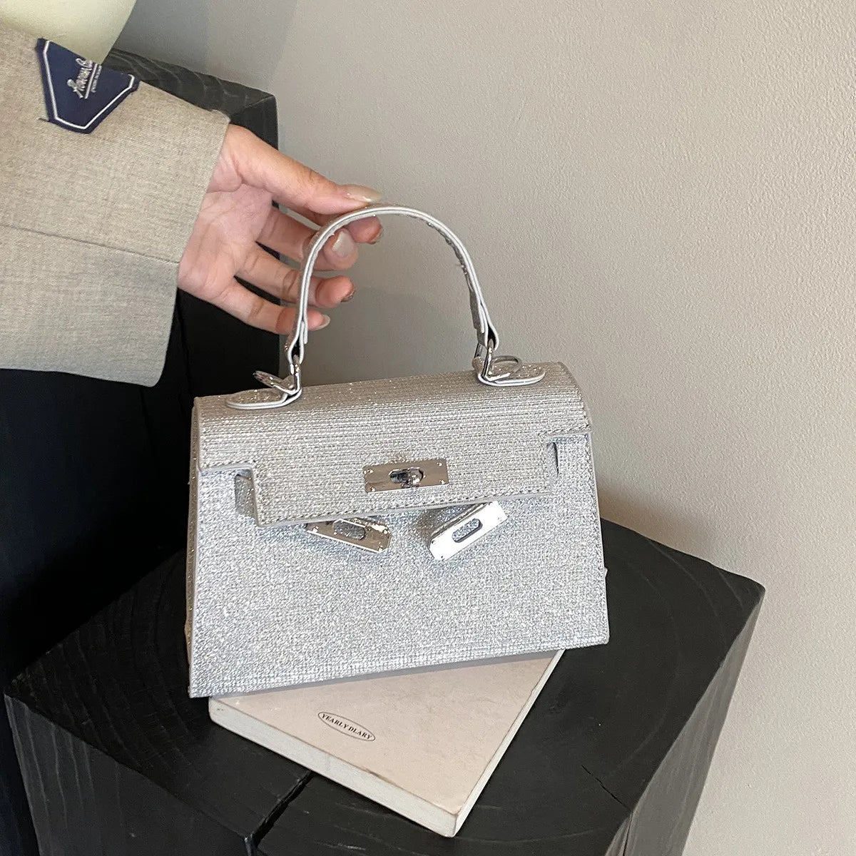 2026 New Kelly Bag for Women Elegant Rhinestone Crossbody Purse Stylish Shoulder Handbag Fashionable Work Tote