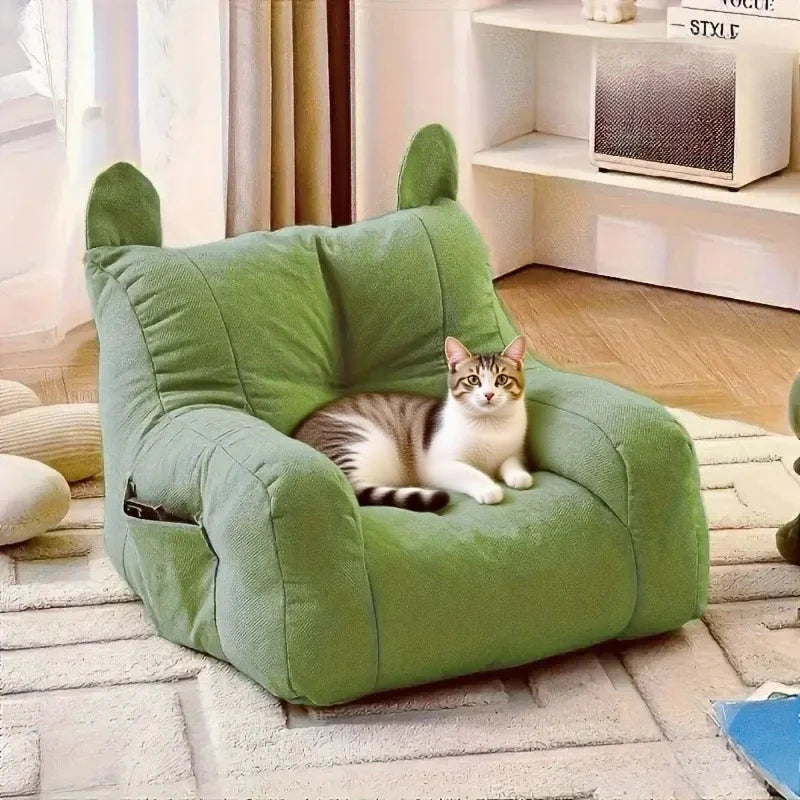 Cat Sofa Bed - Cartoon Design Detachable Washable Pet Furniture for Indoor Cats