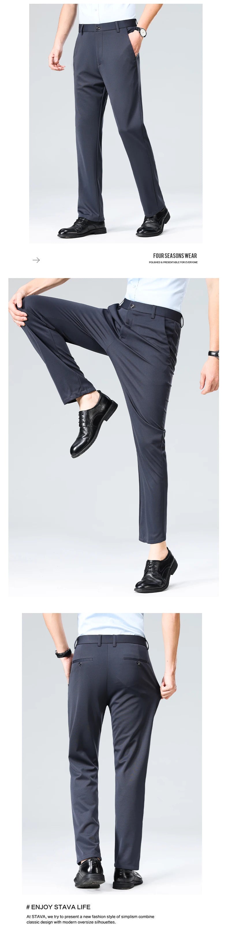 29-42 Men's Summer Pants Thin Straight Stretch Casual Pants with No Trace No Ironing Fabric Silky and Cool Feeling