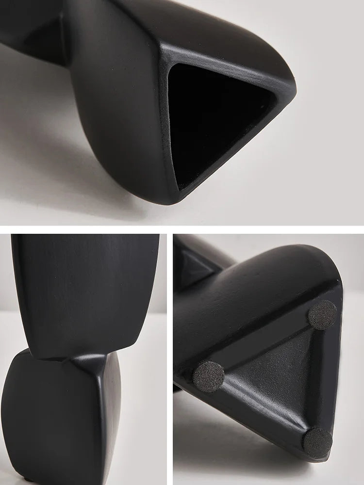 Modern Minimalist Black Vase - Nordic Style Home Decor Art Ornament for Living Room