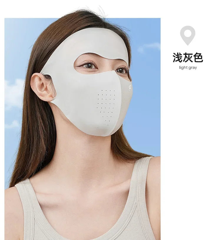 Ladies and Men's Summer Full Face Hyaluronic Acid Sunscreen Mask UPF 500+UV Protection Breathable Ice Silk Mask for Outdoor Spor