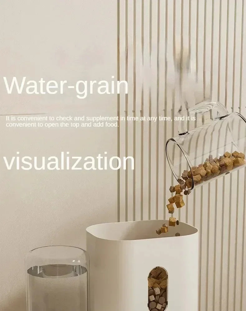Automatic Pet Feeder with Water Fountain - Large Dispenser for Cats Dogs Puppy Kitten