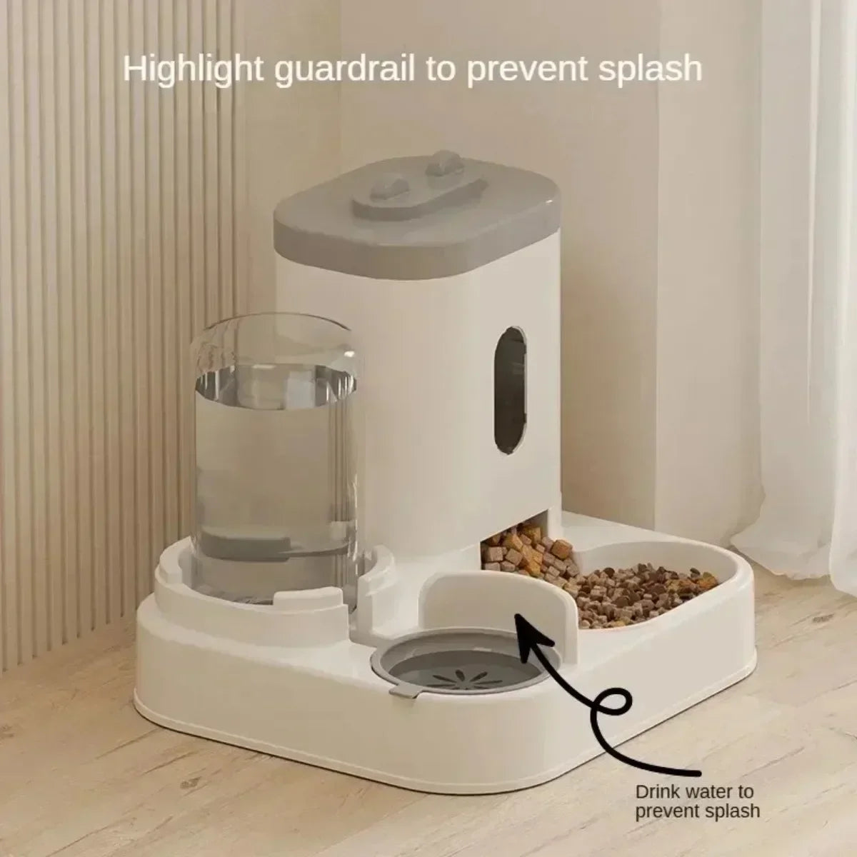 Automatic Pet Feeder with Water Fountain - Large Dispenser for Cats Dogs Puppy Kitten