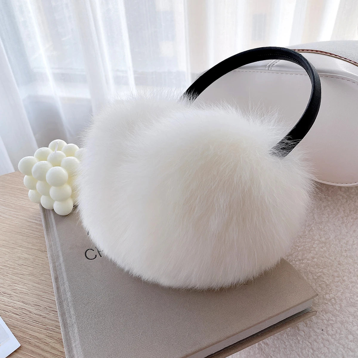 Winter Women Warm Real Fox Fur Earmuffs Girl's Earlap Ultra Large Ladies Plush Earmuff Luxury Ladies Fox Fur Earmuffs