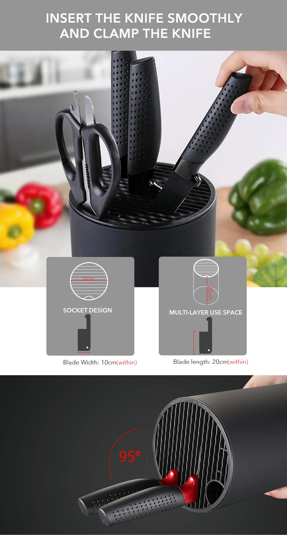 Knife holder Multi-Function Utensil stand Knife Block PP Flatware Drainer Storage Box Spoon Fork Kitchen Organizer Rack