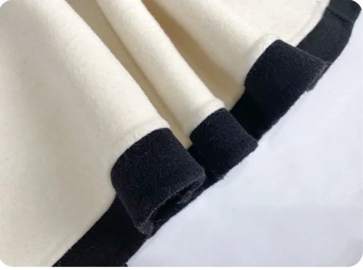 Poncho Cloak French Cape Imitation Wool Coat Women's New Loose Short Coat Fashion Leisure Lady Spring and Autumn Party Banquet