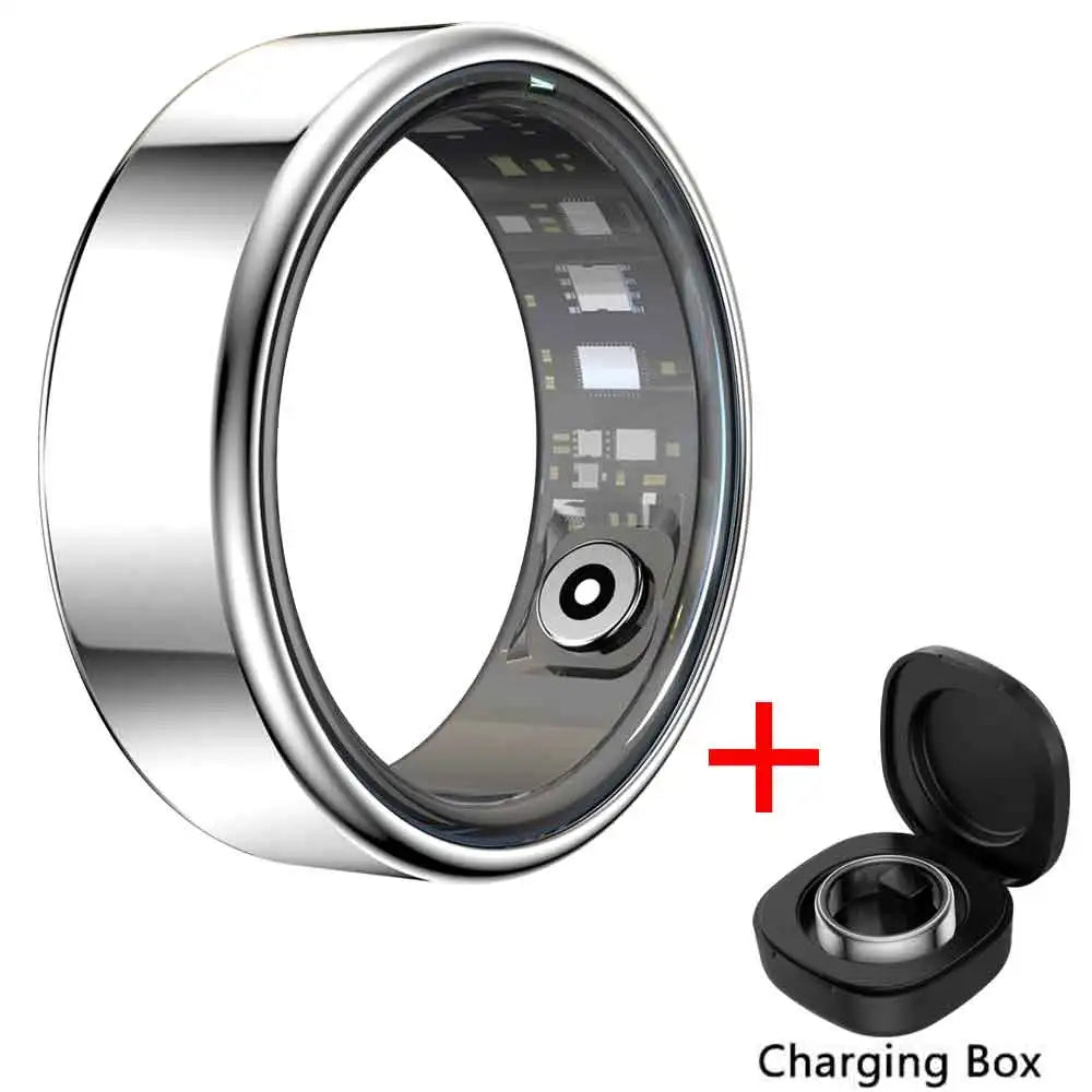 Smart Ring 2026 – Health Tracker, Fitness & Sleep Monitor, Smart Notifications, Stylish Wearable for Women & Men! Charging case for iOS and Android