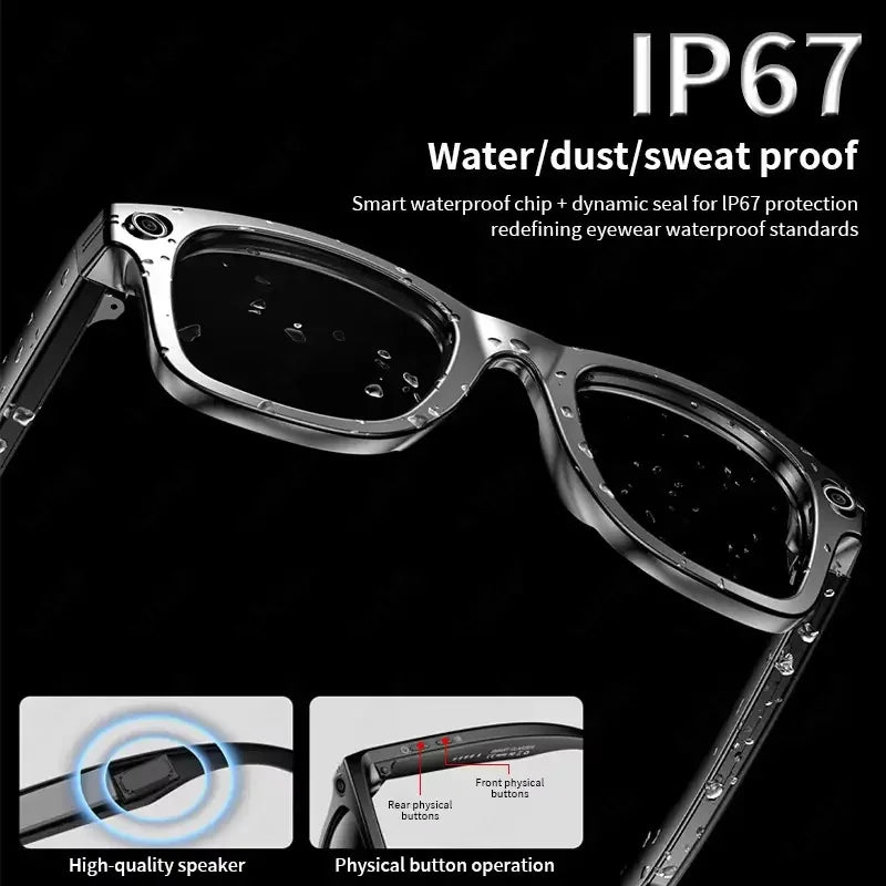 2026 Smart Glasses 8MP Camera WiFi Bluetooth Touch Control IP65 Waterproof AI Translation Noise Cancelling AI Glasses Women
