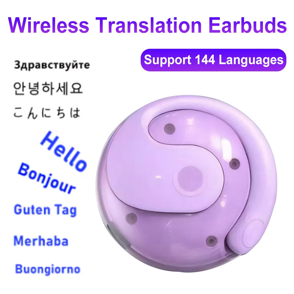 Wireless BT AI Translation Earbuds 99% Accuracy 144 Languages Real-time Language Translation Earphones Smart Voice Translator fo