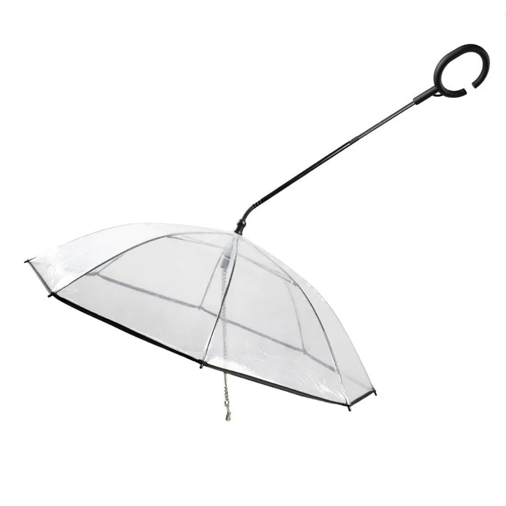 Detachable Clear Pet Dog Umbrellas C-Shape Handle with Leash Doggy Poncho Adjustable Rainproof Raincoat for Dogs Pet Supplies