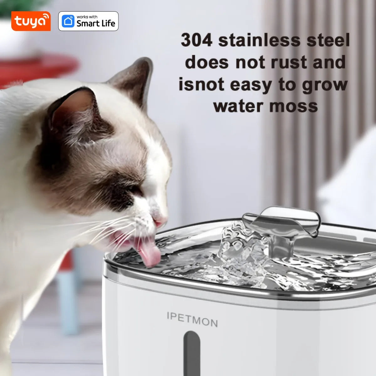 Smart Cat Water Fountain 2.5L - #1 Worldwide Tuya App Pet Water Dispenser with SUS304 Bowl