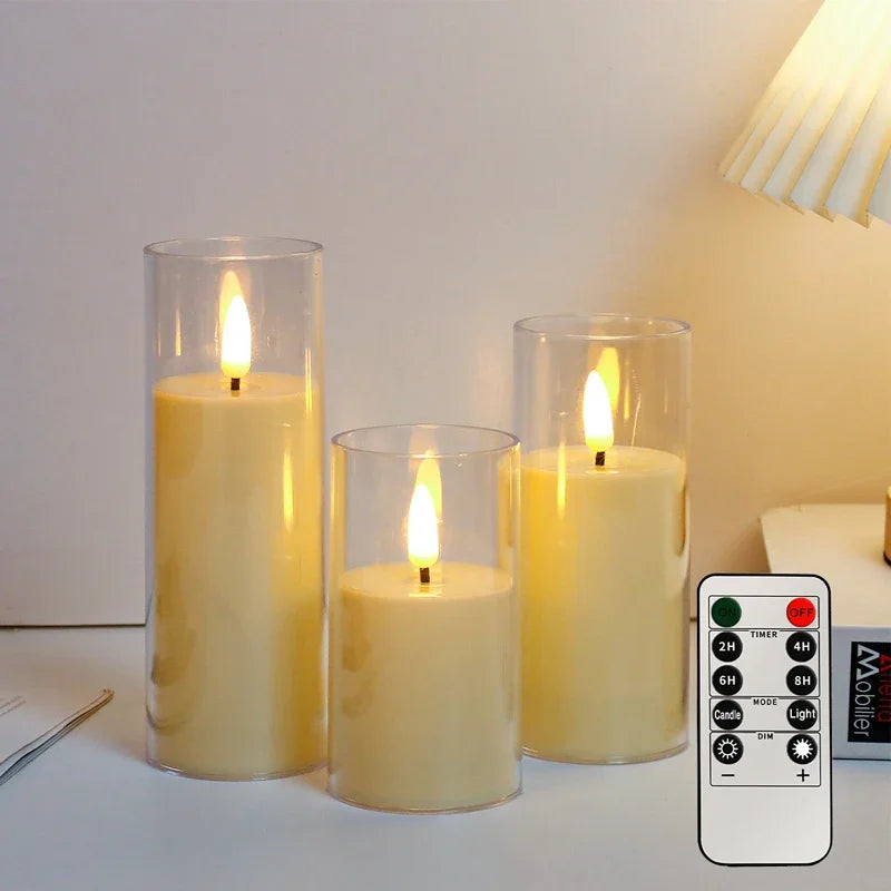 Flameless Candle Set with Remote Timer for Weddings and Parties