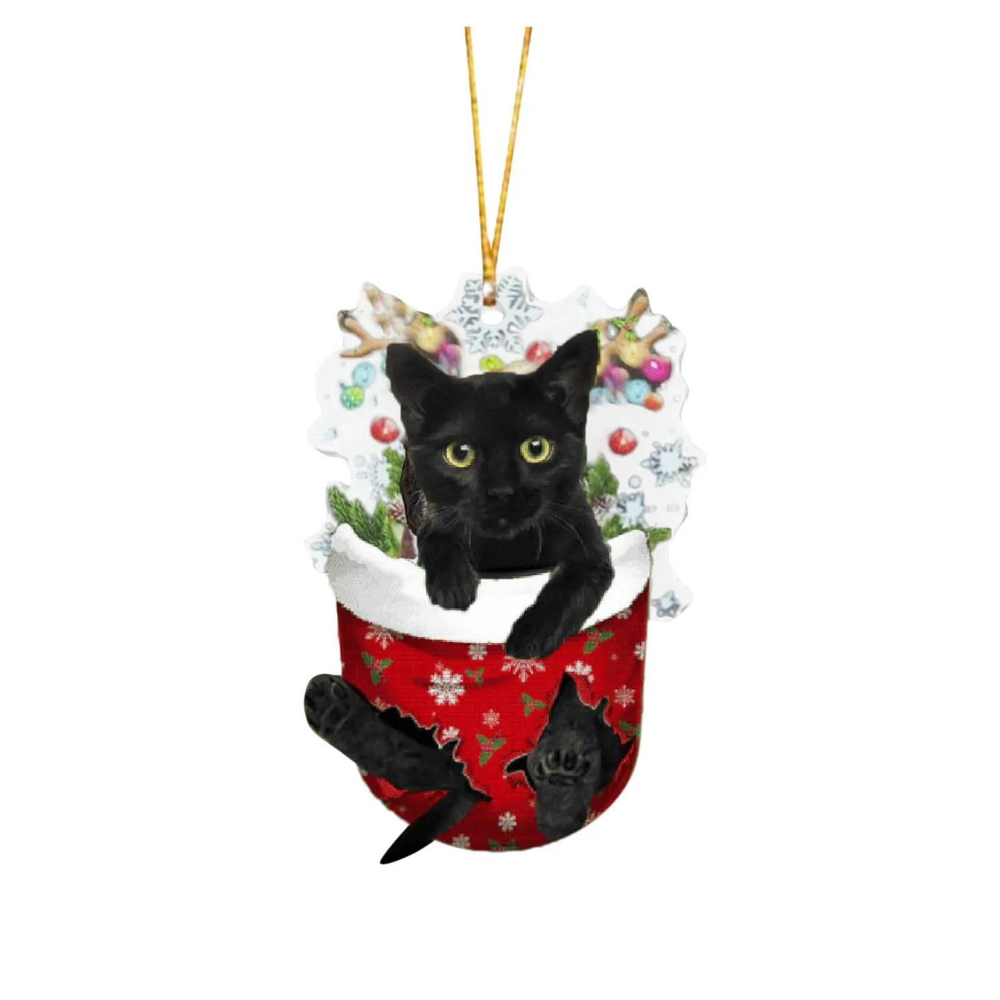 Cartoon Cat Christmas Decoration - Cute Hanging Xmas Tree Pendant for Home Party Car Decor