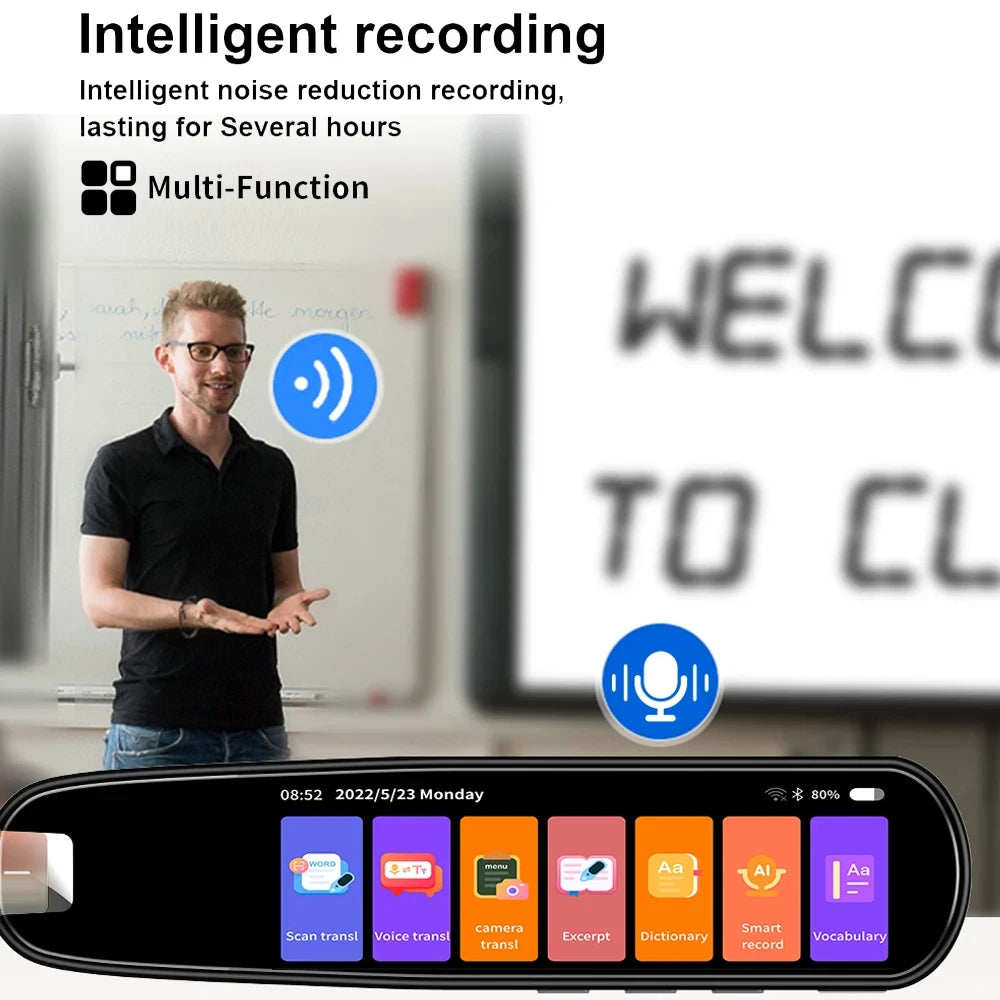 2026 Smart AI Scan Pen – 134 Languages, Voice & Photo Translator, 3.38” Touchscreen, Offline Record & Instant Translation