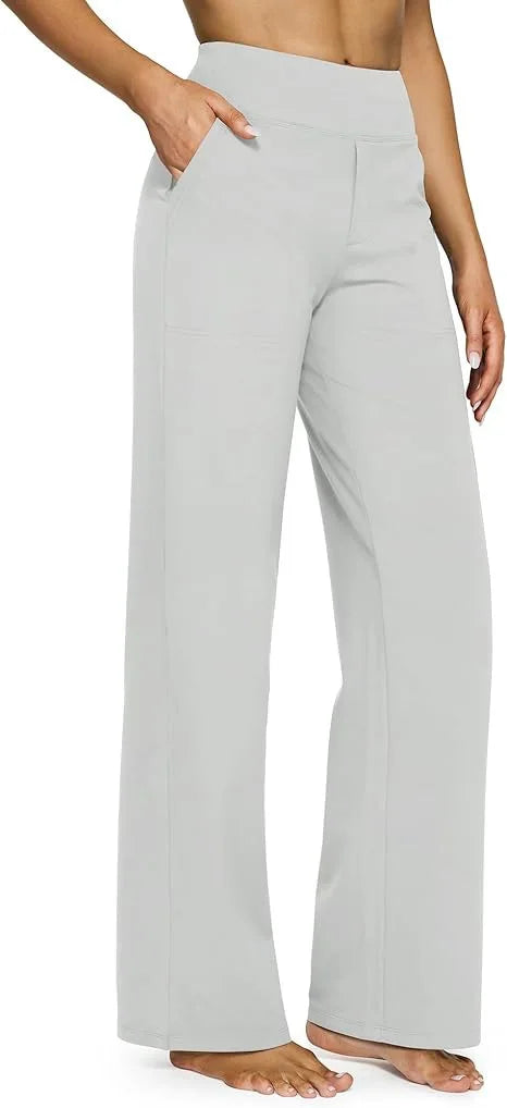 Yoga Pants Women Wide Leg Pants with Pockets High Waist Stretch Dress Casual Sweatpants Petite/Regular/Tall