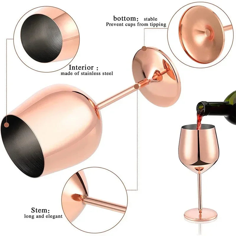 500ml Stainless Steel Wine Glasses Goblet Red Wine Cocktail Glass Unbreakable Metal Tall Champagne Glass Bar KTV European Style Goblet Glass