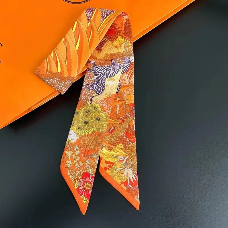 NEW 2026 Long Scarf for Women Narrow Ribbon Headband Female Neckerchief Handle Bag Band Bandana Hair Tie Accessories