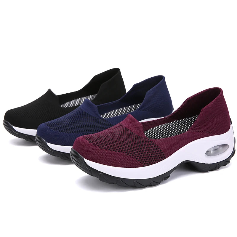 Shoes for Women Casual 2025 Anti Slip Outdoor Thick Sole Sloping Heel Breathable Casual Comfortable Sports Shoes Walking Shoes