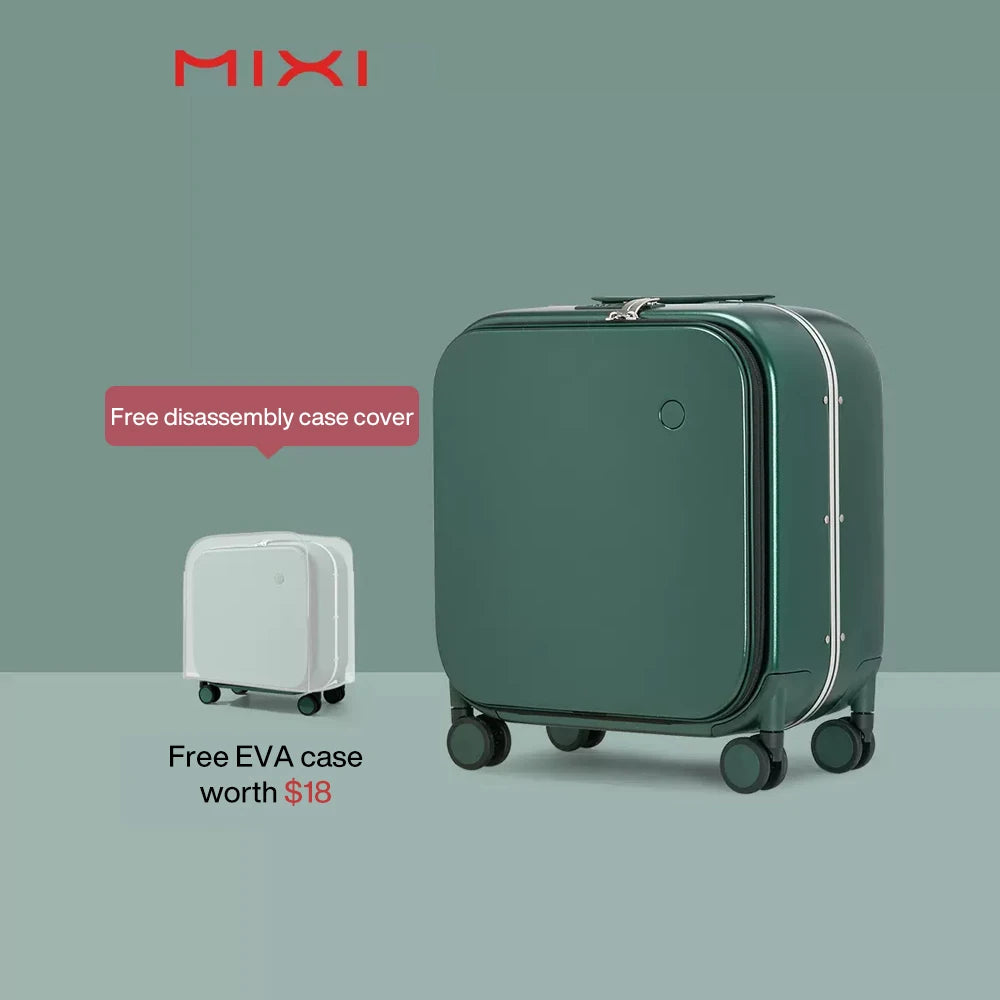 Mixi New Patent Design Carry On Suitcase Women 18 Inch Rolling Luggage Men Polycarbonate Aluminum Frame Elegant Noble
