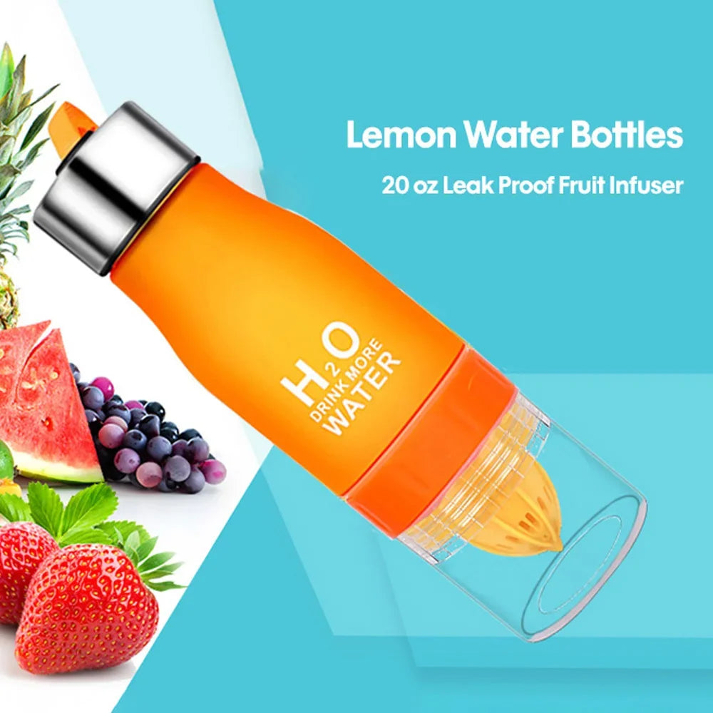 Fruit Infuser Water Bottle - Leak Proof Travel Sports Bottle with H2O Lemon Infusion