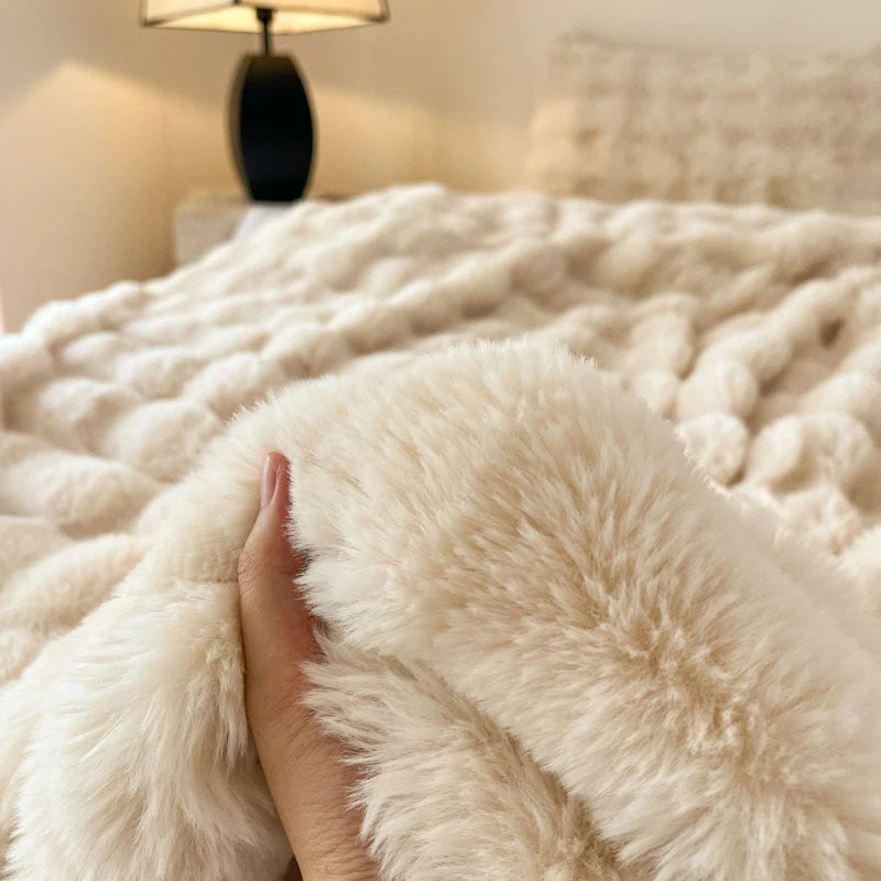 Luxury Faux Fur Rabbit Fur Thickened Blanket, Winter Soft Blanket Throw for Home Bed Sofa Cover 100X150cm 150X200cm 200X230cm