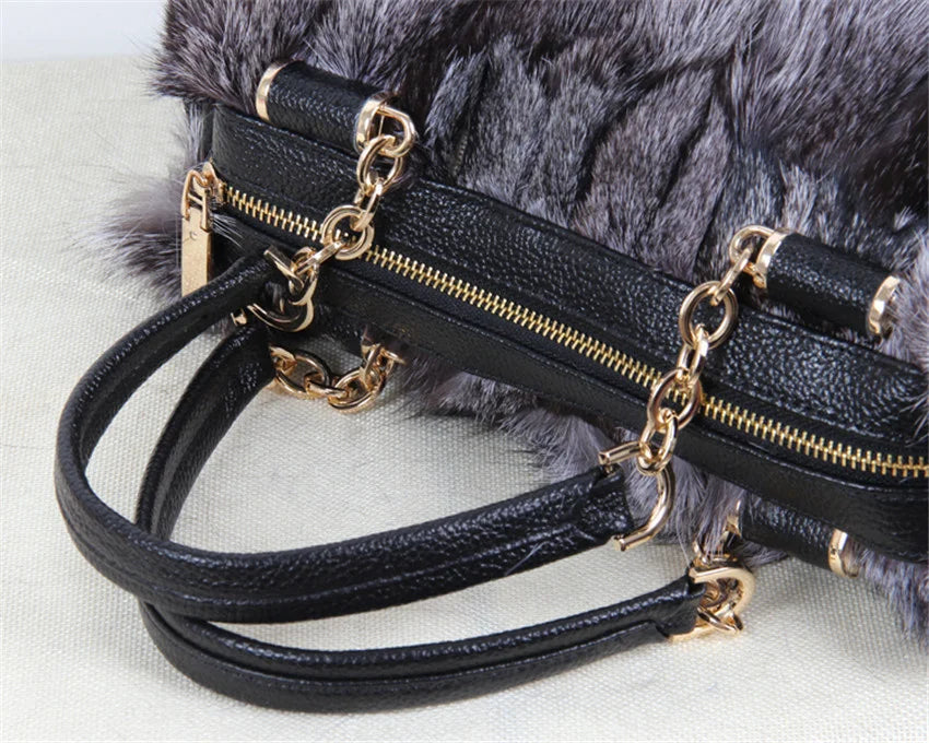 2026 Luxury Real Fox Fur Bag Winter Women Handbag Designer Luxury Bag Evening Party Bags Leather High Quality Shoulder Bag Natural Fur Bag