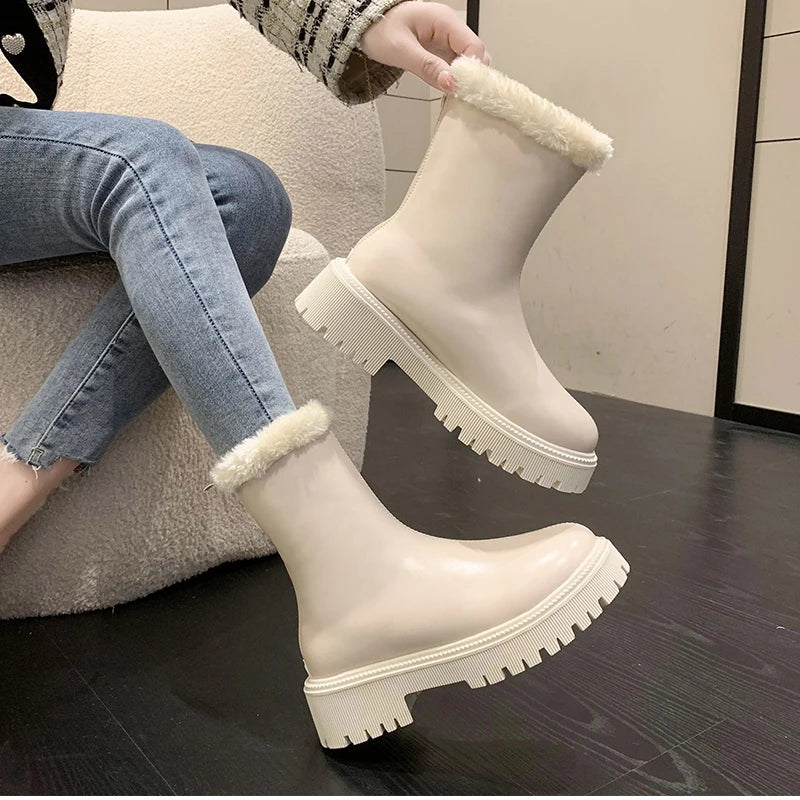 Winter Women Warm Plush Ankle Boots - Comfort Non-Slip Big Size Cotton Short Boots