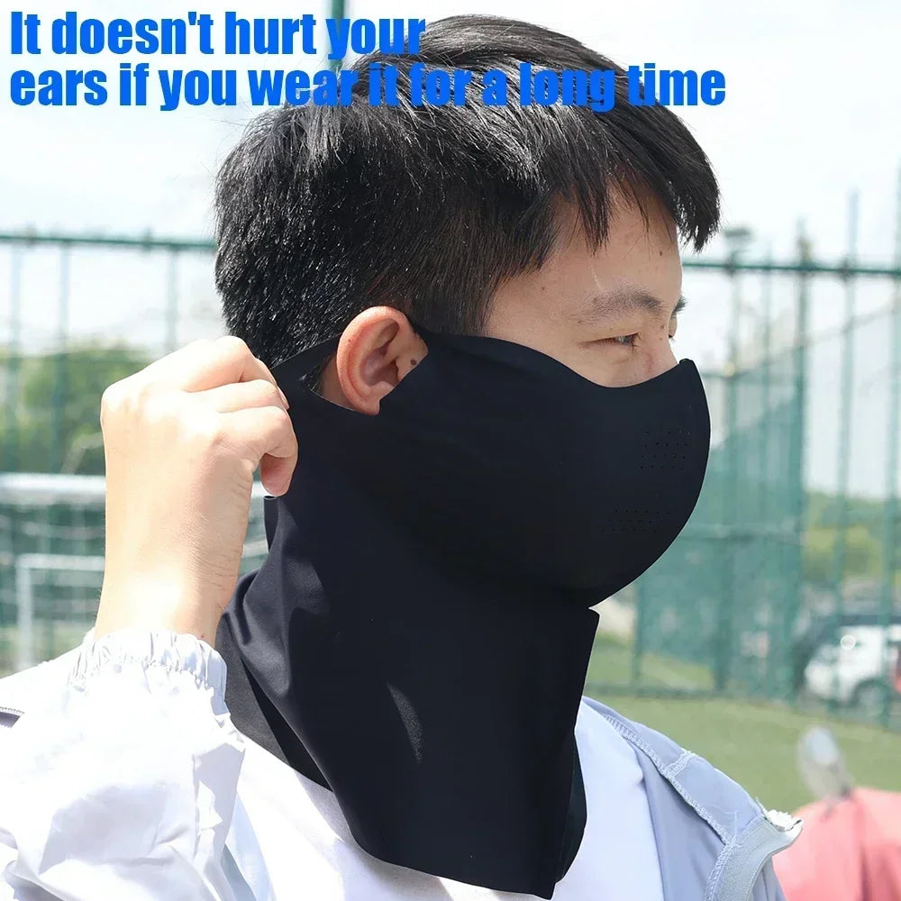Ladies and Men's Summer Full Face Hyaluronic Acid Sunscreen Mask UPF 500+UV Protection Breathable Ice Silk Mask for Outdoor Spor