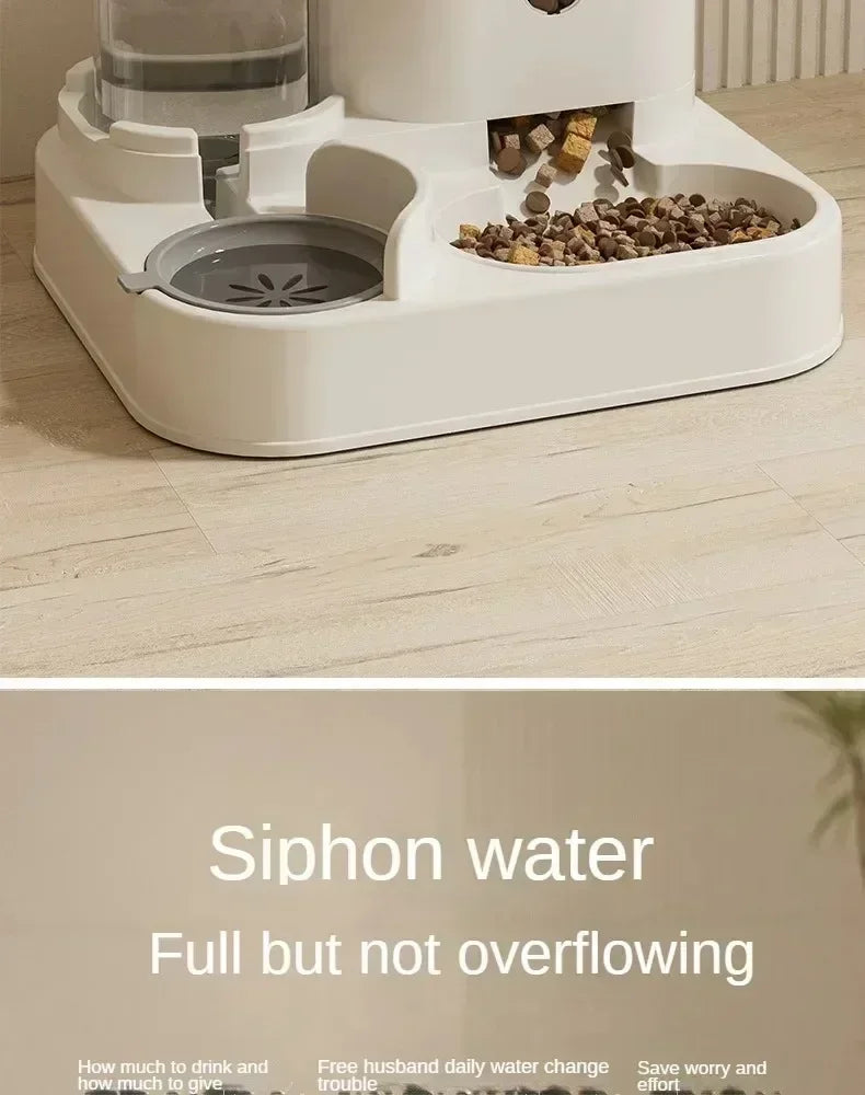 Automatic Pet Feeder with Water Fountain - Large Dispenser for Cats Dogs Puppy Kitten