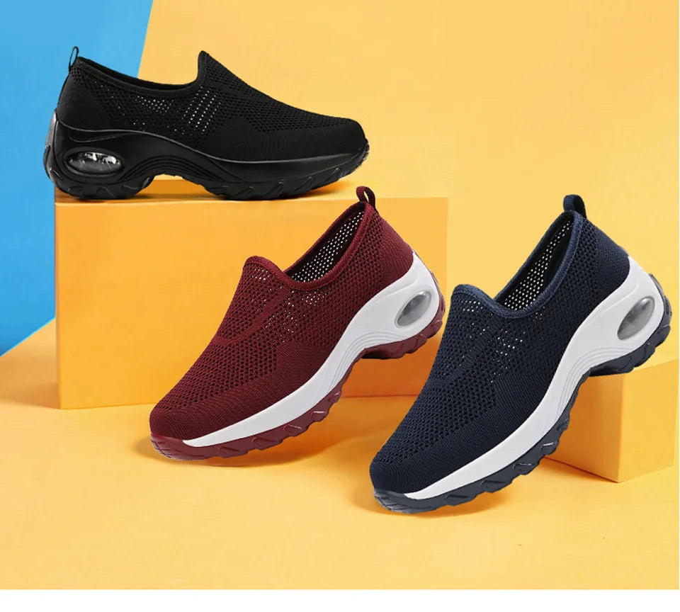 Shoes for Women Casual 2025 Anti Slip Outdoor Thick Sole Sloping Heel Breathable Casual Comfortable Sports Shoes Walking Shoes