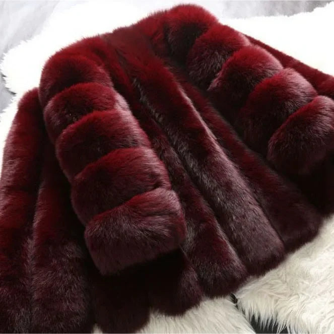 Luxe Faux Fur Jackets for Women Long Puff Sleeve Woman Coat Solid Short Warmth Outerwear Clause Ladies Elegant Streetwear