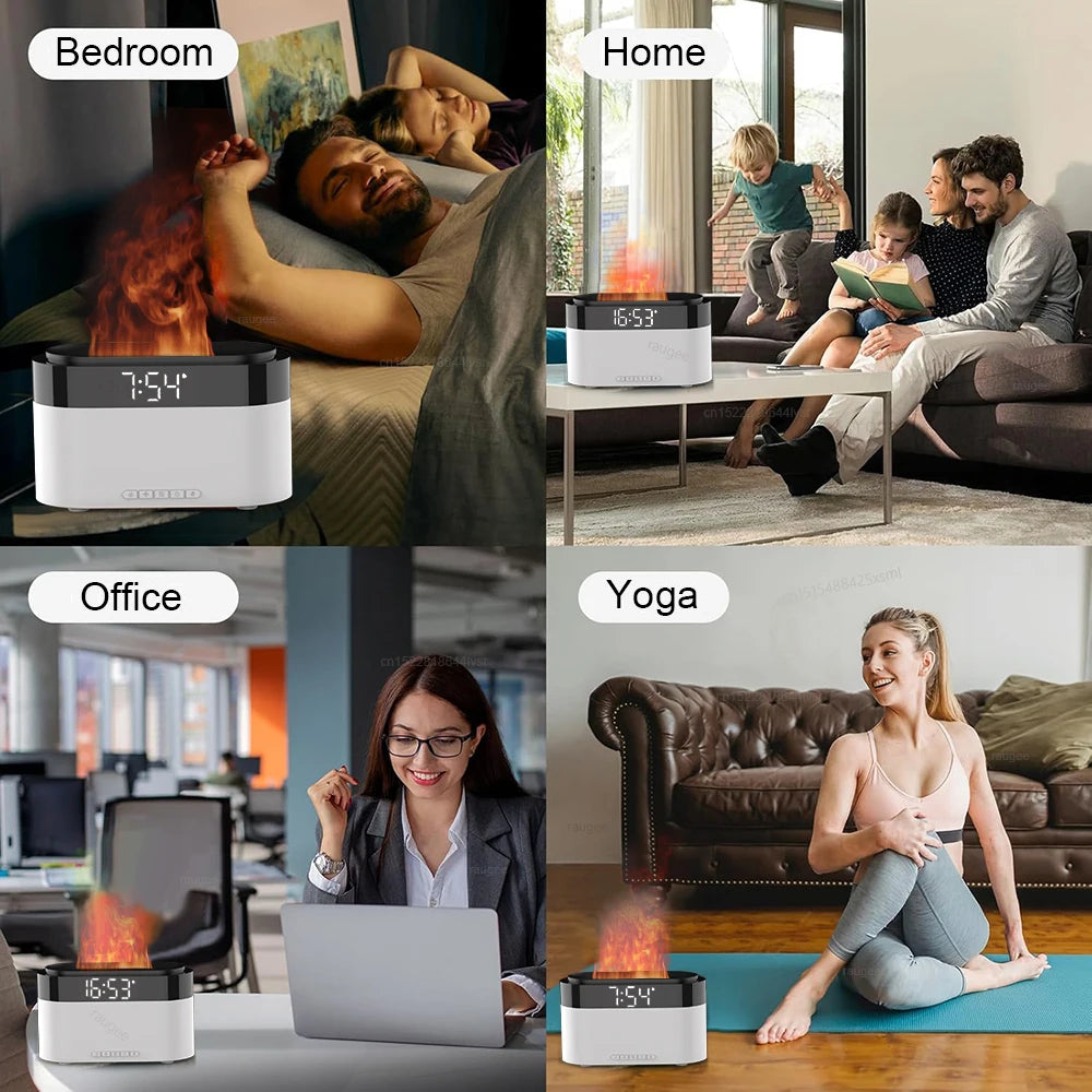 Aroma Air Humidifier Essential Oil Diffuser - Fire Flame Humidifier with Alarm Clock Remote Control