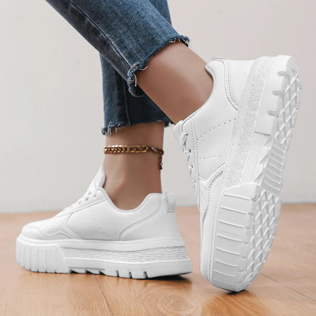 Women Casual Sneakers PU Leather Platform Sneakers for Women Classics Comfort Skateboarding Shoes Non-Slip Free Shipping