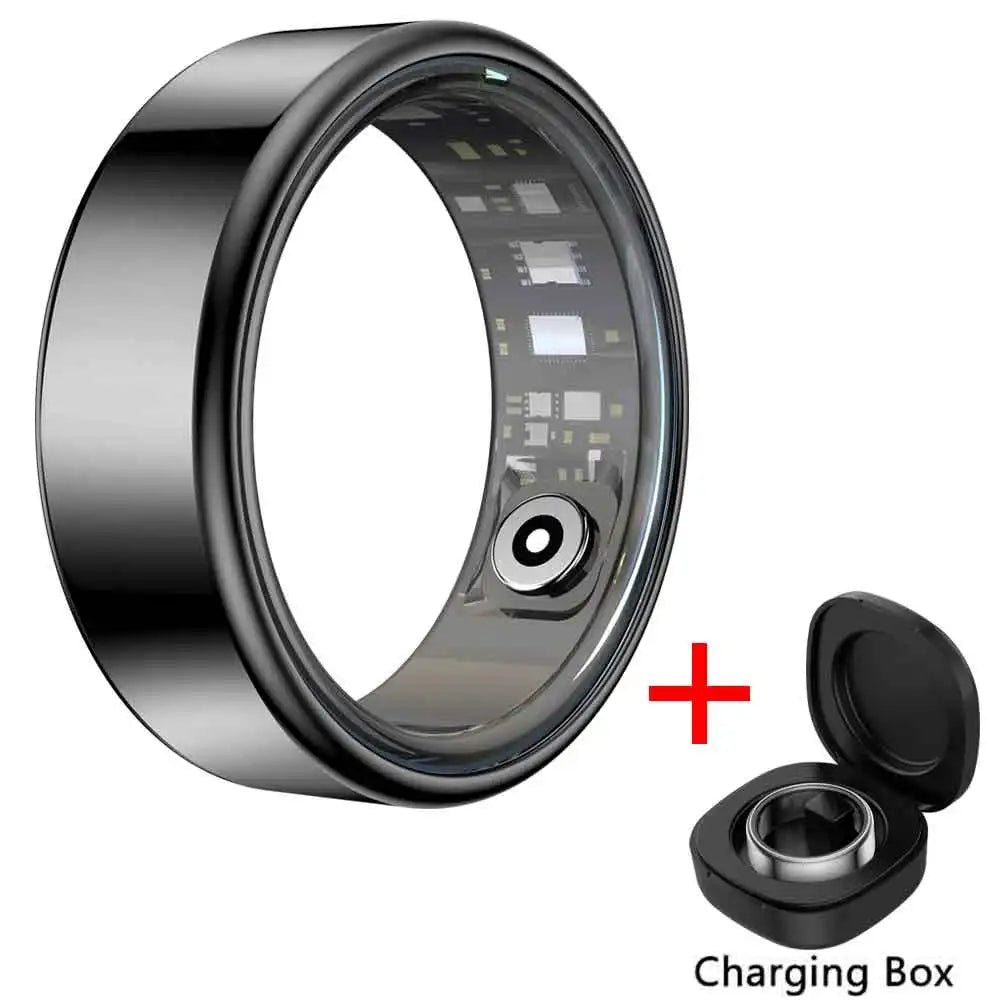 Smart Ring 2026 – Health Tracker, Fitness & Sleep Monitor, Smart Notifications, Stylish Wearable for Women & Men! Charging case for iOS and Android