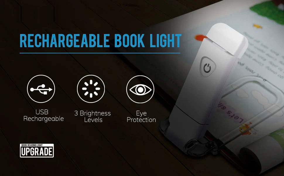 New LED Clip USB Rechargeable Book Reading Light Brightness Adjustable Eye Care Book Lamp Light Portable Bookmark Read Light
