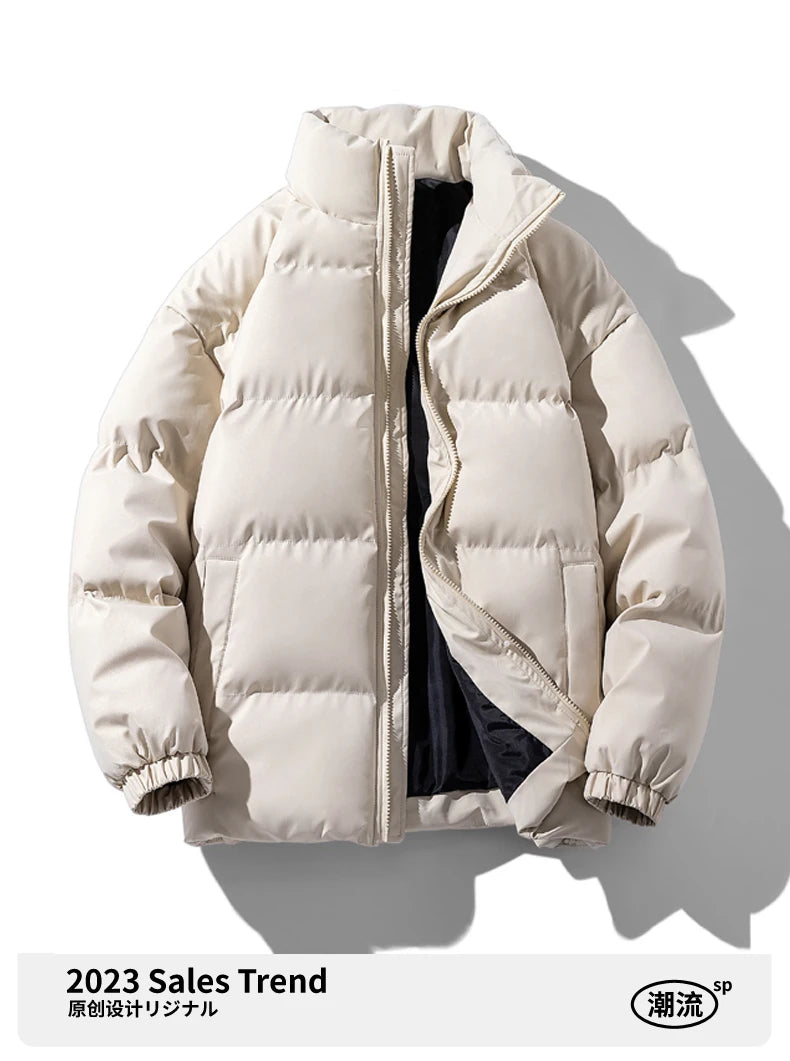 Autumn and Winter Puffer Jacket Men Vintage Warm High Neck Zipper Design Cotton-Padded Coat SINOBILLOW