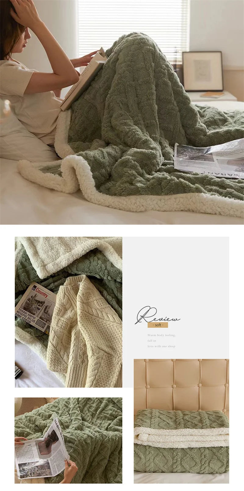 Double Thickened Throw Blanket Pile Tapestry Winter Warm Bed Cover Sofa Blanket Multifuntional Blanket Super Soft Cozy Blankets