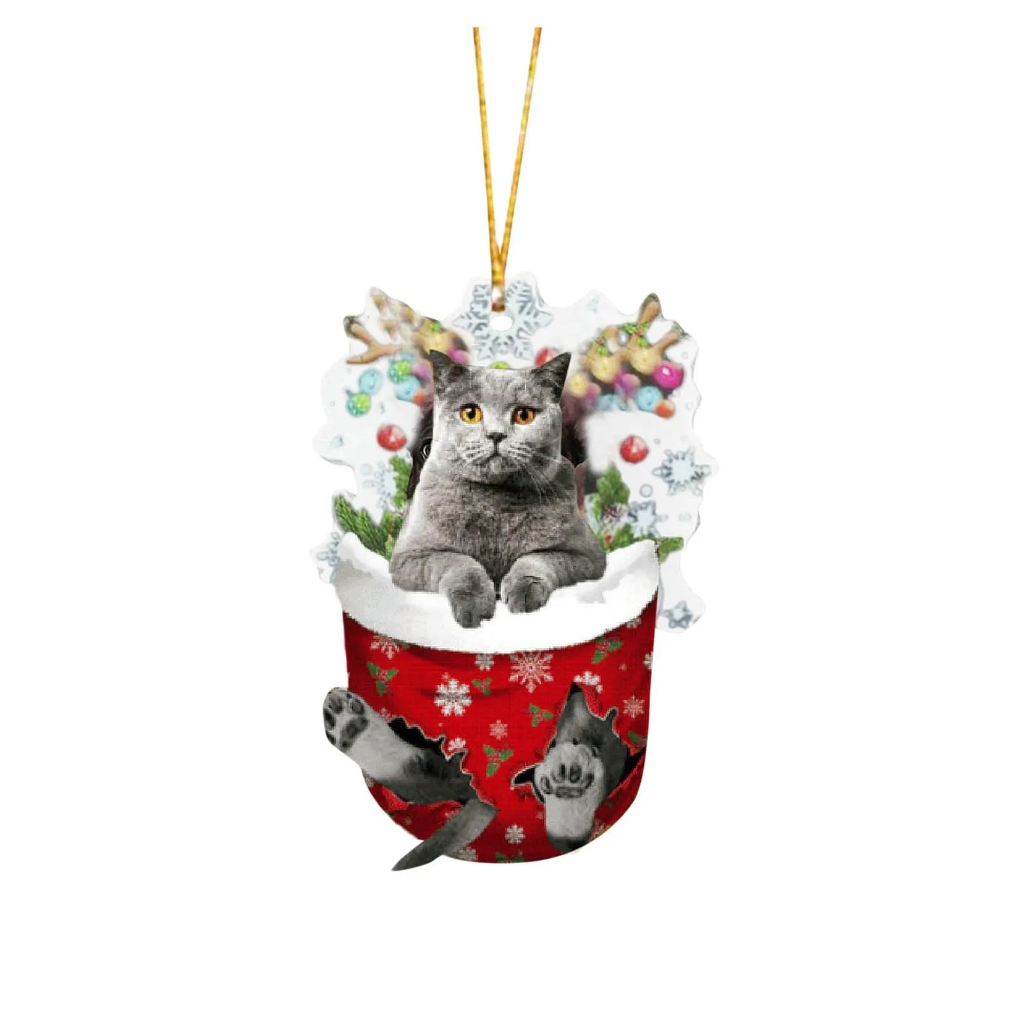 Cartoon Cat Christmas Decoration - Cute Hanging Xmas Tree Pendant for Home Party Car Decor
