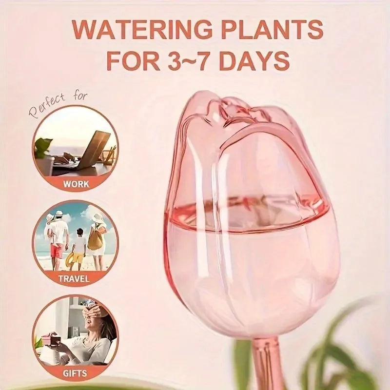 Pink Tulip Plant Watering Balls - Automatic Plant Drippers for Indoor & Outdoor Plants